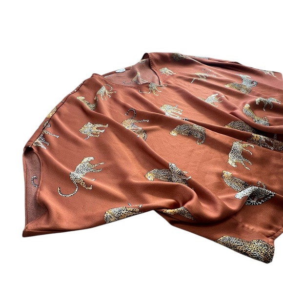 Anthropologie Animal Print Top – Leopard Pattern Burnt Orange Blouse, s/m - Picture 4 of 7